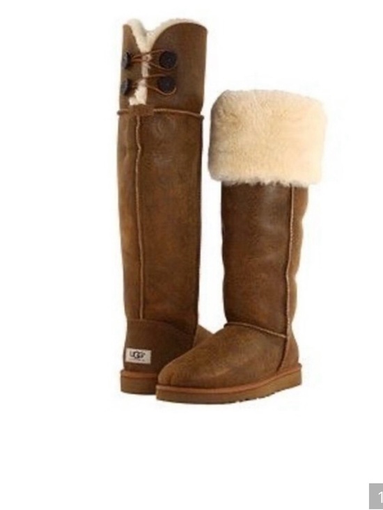 UGG Shoes - UGG Over the Knee Women's Bailey Button Boot in Chestnut Size 8